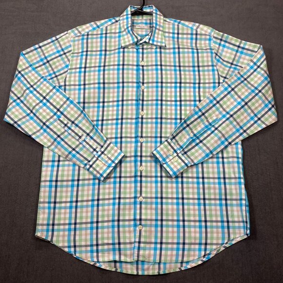 Peter Millar Crown Ease Mens L Long-Sleeve Plaid Button-Down Shirt 100% Cotton - Picture 1 of 12